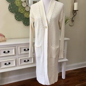 Garnet Hill Ivory Ribbed Duster Cardigan - H